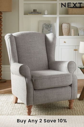 Chunky Weave Dove Grey Sherlock Highback Armchair (U35963) | £499