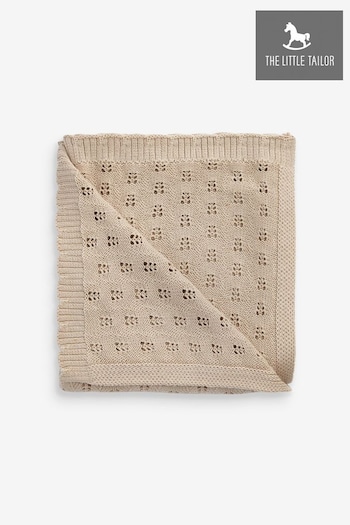The Little Tailor Fawn Pointelle Natural Blanket (U35993) | £35