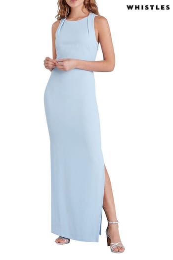 Whistles Blue Tie Back Maxi Dress (U36018) | £199