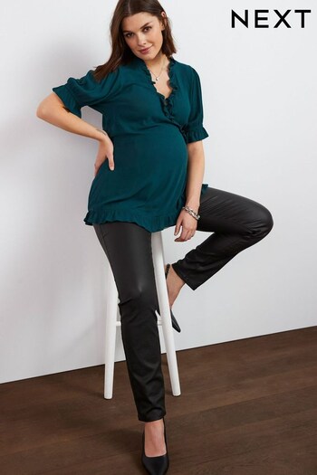 Black Maternity Coated Straight Leg high-waist Jeans (U36130) | £40