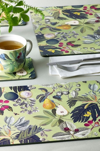Kew Gardens Green Set of 4 Fruit and Floral Rectangle Placemat (U36153) | £30