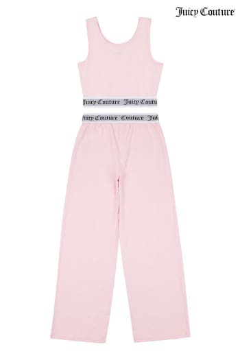 Juicy Couture Pink Elastic Lounge Crop Vest and Wide Leg Pyjamas Set (U36230) | £40 - £48