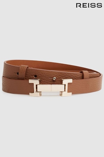 Reiss Tan Hayley Leather Metallic Belt (U36265) | £60