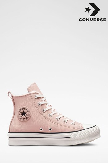 Converse Pink EVA Lift Platform High Top Leather Youth Trainers (U36317) | £60