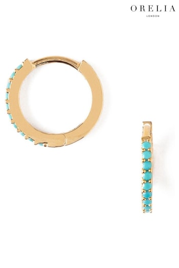 Orelia London Mini Blue Pave Hoop Earrings (U36345) | £22