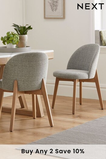 Set of 2 Tweedy Plain Mid Grey Oak Effect Leg Preston Oak Effect Leg Dining Chairs (U36529) | £240