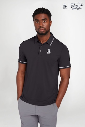 Original Penguin Golf Heritage Black Polo Shirt with Large Pete Logo (U36530) | £45