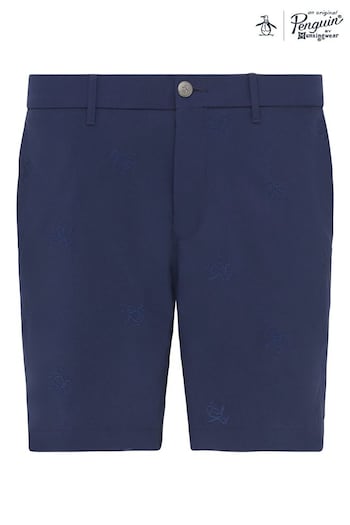 Original Penguin Golf Blue Spced Dyed Pete Embroidered Shorts (U36533) | £55