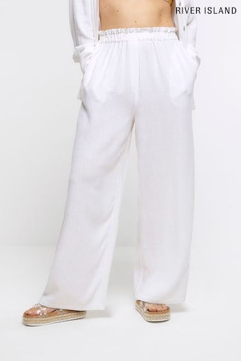 River Island White Linen Trousers (U36900) | £35