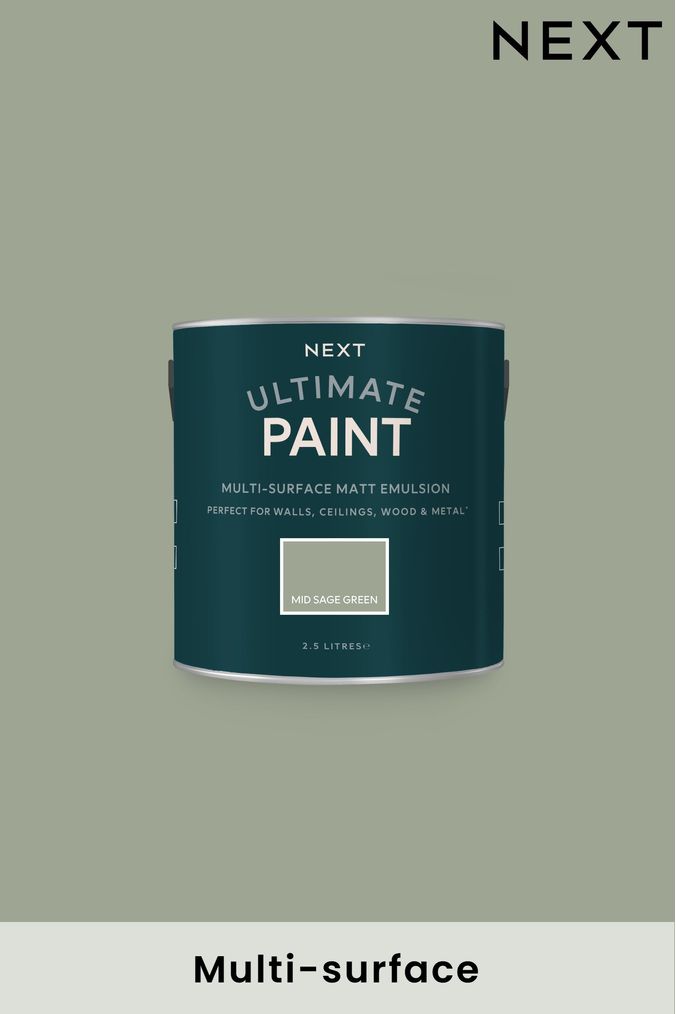 Mid Sage Green Ariss-euShops Ultimate® Multi-Surface 2.5Lt Paint (U37094) | £38