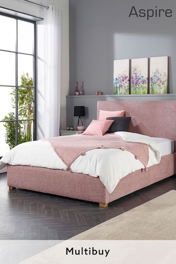 Aspire Furniture Pink Bouclé Upholstered Garland Ottoman Bed (U37125) | £620 - £990