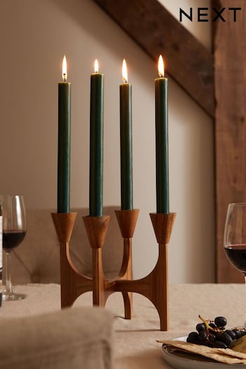 Set of 4 Green Dripless Colour Dinner Candles (U37210) | £8