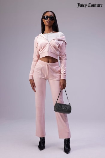Juicy Couture Pink Zip Through Velour Robertson Zip Up Hoodie (U37216) | £95