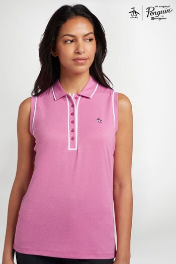 Original Penguin Golf Ladies Pink Sleeveless Veronica Polo Shirt (U37882) | £40