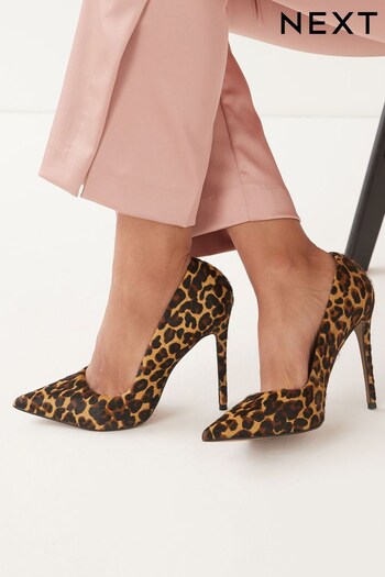 Leopard Signature Leather Court Shoes (U39231) | £68