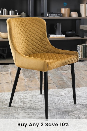 Bentley Designs Set of 2 Mustard Yellow Cezanne Velvet Fabric Chairs (U39651) | £260
