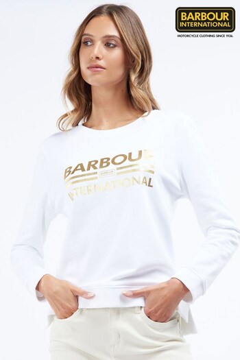 Barbour® International White  Originals Crew Overlayer Sweatshirt (U39735) | £55