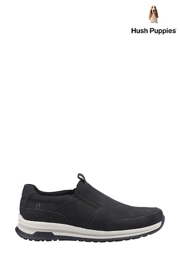 Hush Puppies Cole Black Slip On Shoes (U40021) | £75