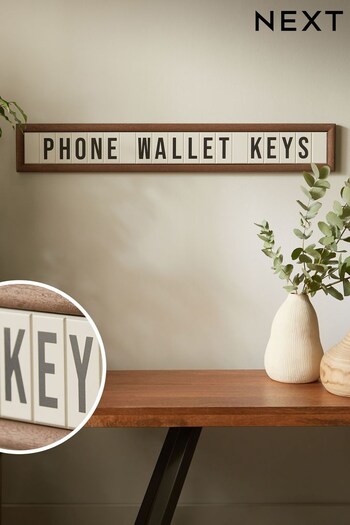 Black & White Bronx Phone Wallet Keys Over the Door Wall Art (U40050) | £20