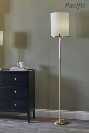 Pacific Champagne Gold Midland Metal And Marble Effect Floor Lamp (U40103) | £200