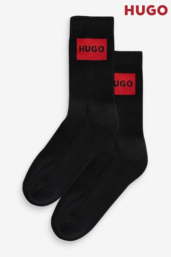 HUGO Black Rib Socks 2 Pack (U40116) | £16