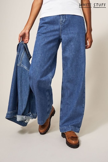 White Stuff Blue Wide Leg Sadie Jeans Silk (U40396) | £65