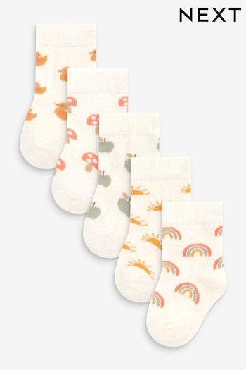 Cream Mini Rainbow 5pk Baby Socks (0mths-2yrs) (U40475) | £6.50