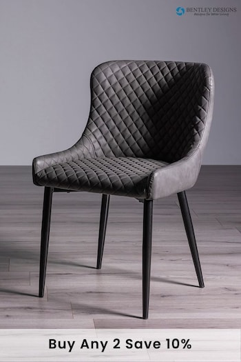 Bentley Designs Set of 2 Dark Grey Cezanne Faux Leather Chairs (U40512) | £260