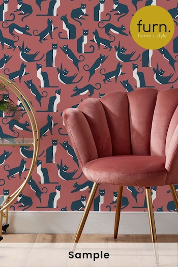 Furn Pink Geo Cat Printed Wallpaper (U40518) | £19