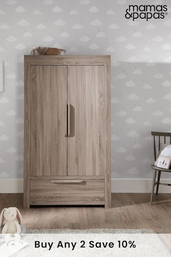 Mamas & Papas Grey Wash Franklin White-Wash Full-Sized Wardrobe (U40722) | £589