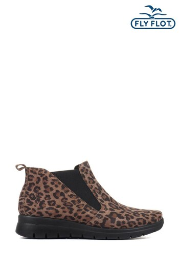 Fly Flot Ladies Wide Fit Leopard Print Chelsea Boots (U41224) | £50