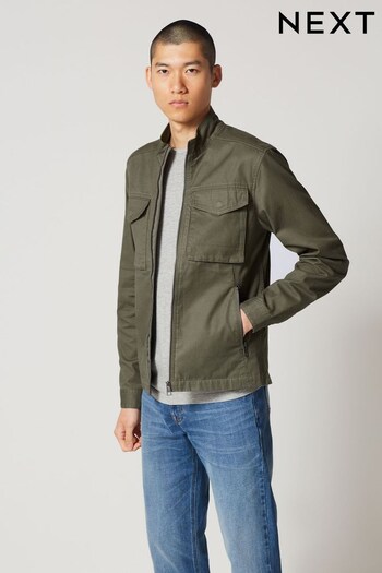 Khaki Green Shower Resistant Utility Shacket (U41260) | £50