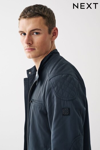 Navy Blue Shower Resistant Biker Jacket (U41269) | £68