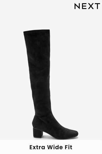 Black Extra Wide Fit Forever Comfort® Over The Knee Sock Boots (U41837) | £69