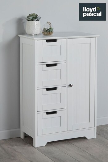 Lloyd Pascal White Colonial 4 Drawer 1 Door Cabinet (U42191) | £95
