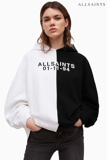 AllSaints Black Split Date Block Hoodie (U42639) | £99