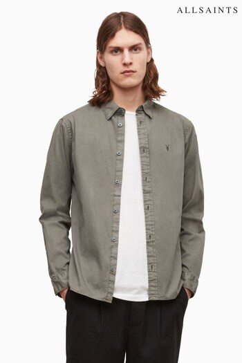 AllSaints Grey Hawthorne Long Sleeve Shirt (U42649) | £85