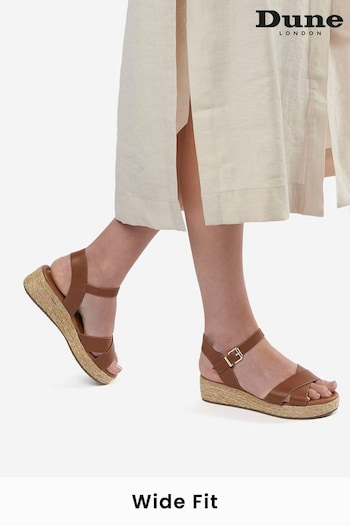 Dune London Brown Womens Wide Fit Linnie Cross Strap Flatform Sandals (U42730) | £75
