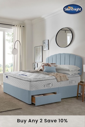 Silentnight Blue Miracoil Geltex Pillowtop 2 Drawer Divan Bed Set (U43544) | £765 - £945