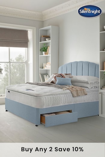 Silentnight Blue Mirapocket 1000 Geltex Pillowtop Mattress and 2 Drawer Divan Base Bed Set (U43548) | £850 - £1,035