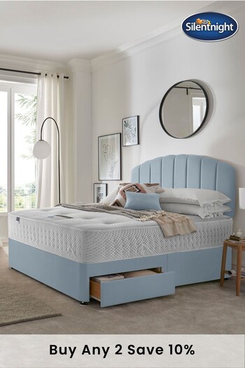 Silentnight Blue Mirapocket 2800 Geltex Mattress and 2 Drawer Divan Base Bed Set (U43567) | £830 - £1,400