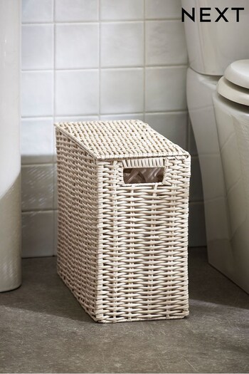 Cream Plastic Wicker Slimline Storage Basket (U44042) | £28