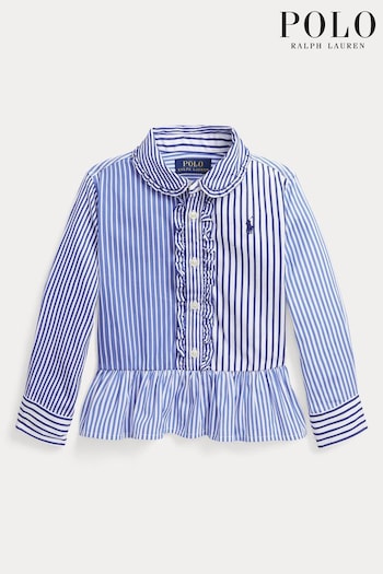 Polo Ralph Lauren Blue Multi Stripe Fun Logo Shirt (U44499) | £89 - £99