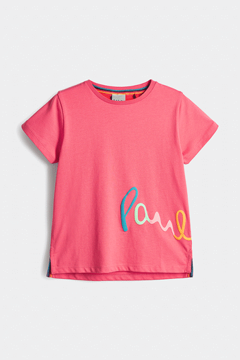 Paul Smith Junior Girls Short Sleeve Pink Signature T-Shirt (U44708) | £45