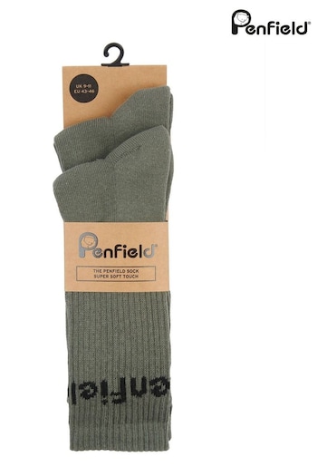 Penfield Green Intarsia Socks 2 Pack (U44746) | £20