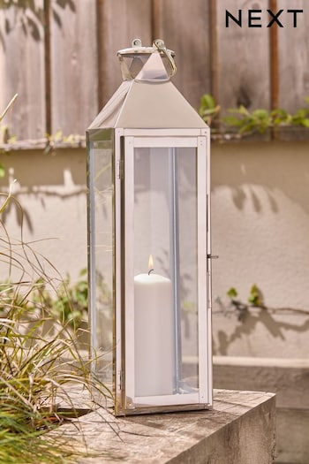 Silver Large Metal And Glass Lantern (U44845) | £40