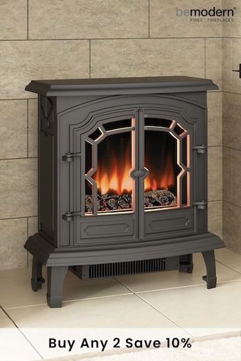 Be Modern Black Lincoln Cast Iron Electric Stove Fireplace (U44857) | £950