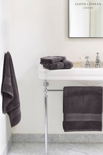 Jasper Conran London Charcoal Grey Zero Twist Cotton Lightweight Soft Fast Drying Towel (U44908) | £15 - £40
