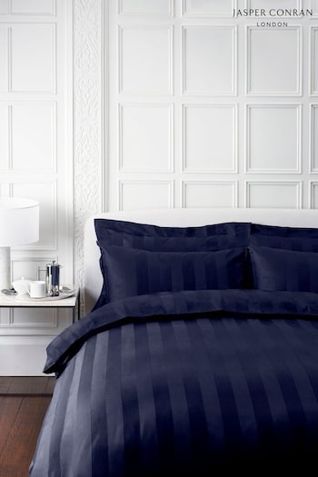 Jasper Conran London Navy Blue Jasper Conran London 500 Thread Count Satin Stripe Pillowcase (U44963) | £20