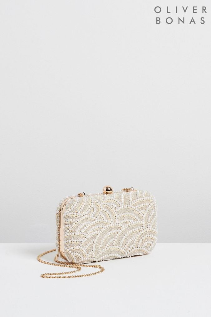 Cream shop clutch purse
